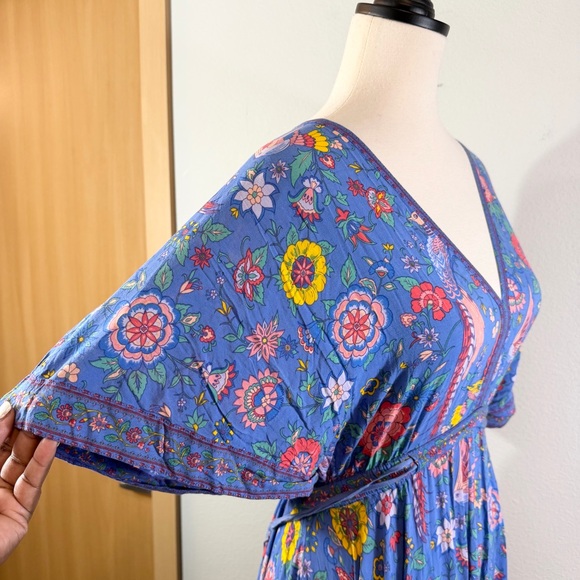 Spell Lovebird Half Moon Gown Deep Sky Blue Maxi Dress Size M Boho Festival - Picture 10 of 15